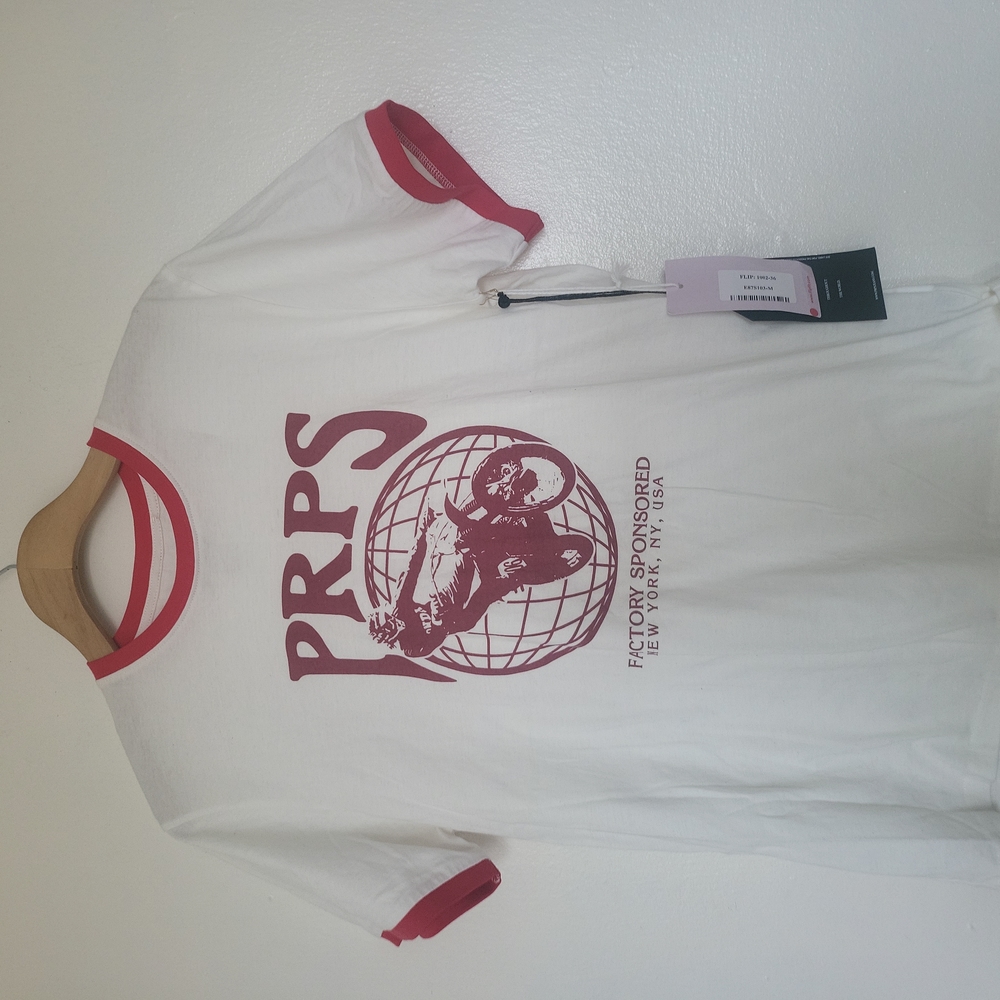 NWT PRPS COTTON TEE SZ-M Color OFF WHITE/ RED. UNISEX